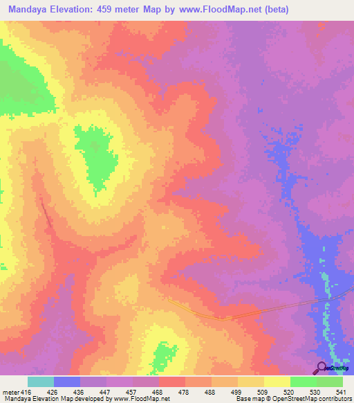 Mandaya,Chad Elevation Map