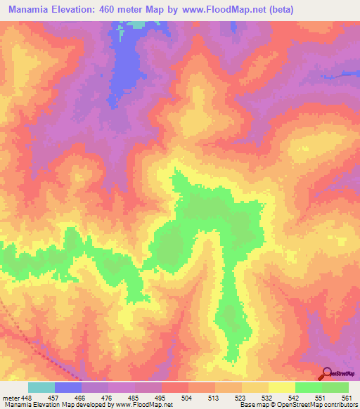 Manamia,Chad Elevation Map