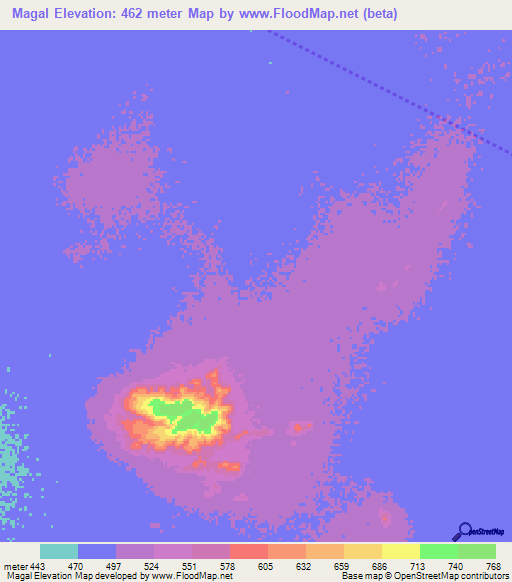 Magal,Chad Elevation Map