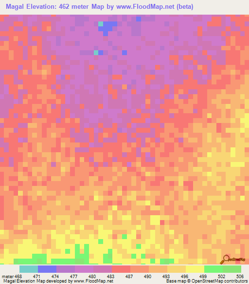 Magal,Chad Elevation Map