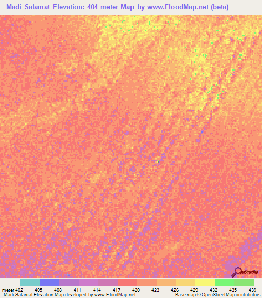 Madi Salamat,Chad Elevation Map