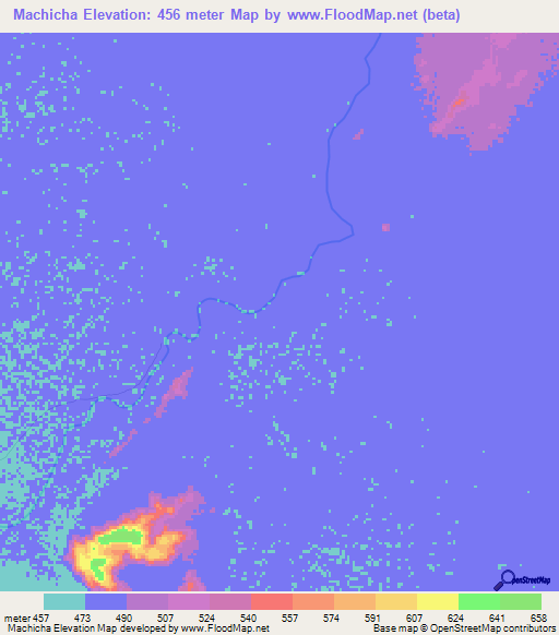 Machicha,Chad Elevation Map