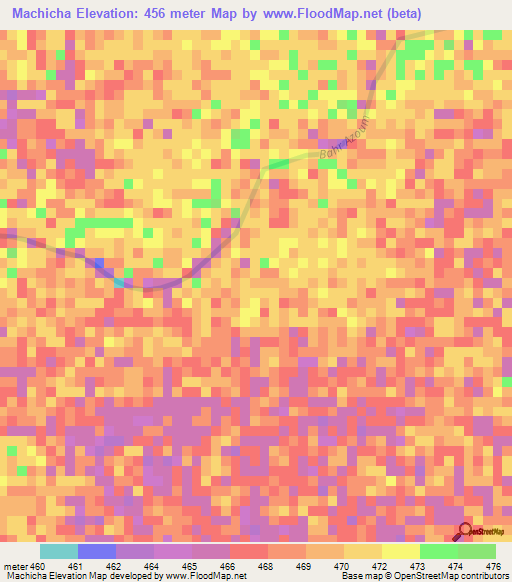 Machicha,Chad Elevation Map