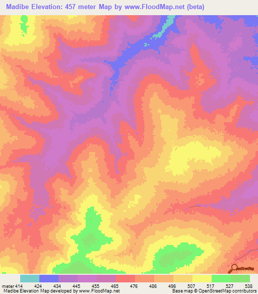 Madibe,Chad Elevation Map