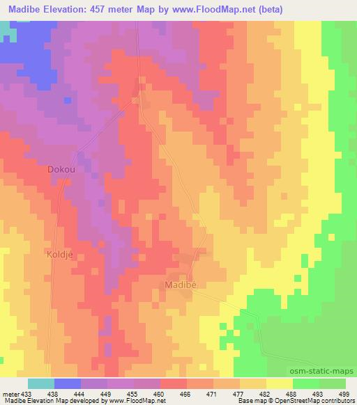 Madibe,Chad Elevation Map