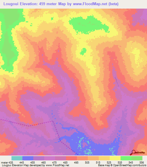 Lougoui,Chad Elevation Map
