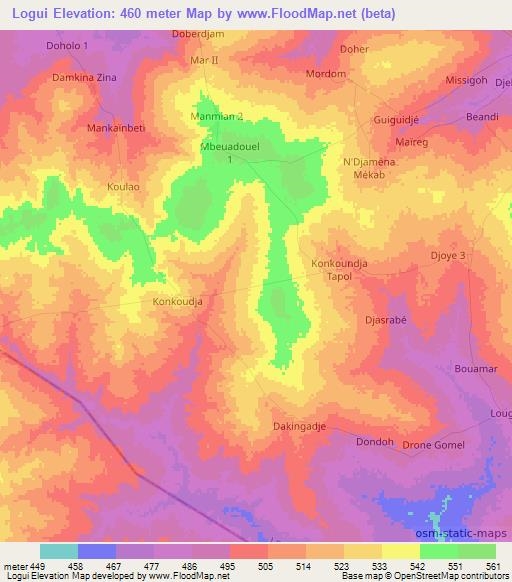 Logui,Chad Elevation Map