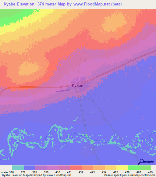 Kyabe,Chad Elevation Map