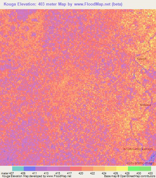Kouga,Chad Elevation Map