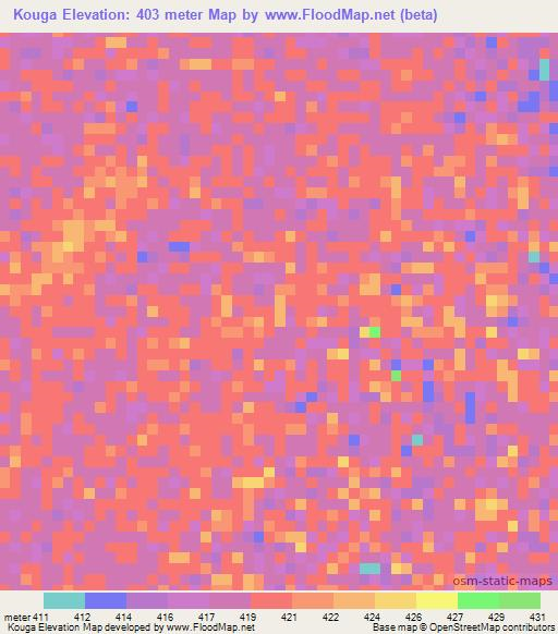 Kouga,Chad Elevation Map