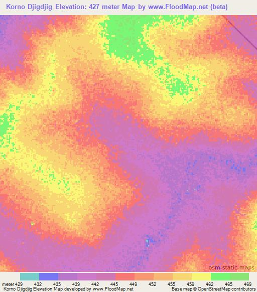 Korno Djigdjig,Chad Elevation Map