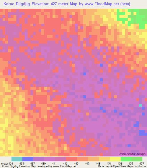 Korno Djigdjig,Chad Elevation Map