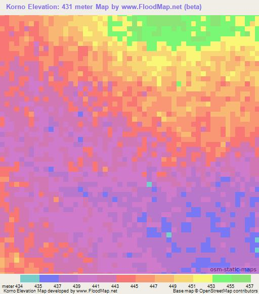 Korno,Chad Elevation Map