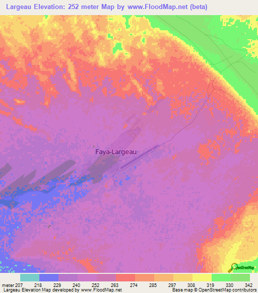 Largeau,Chad Elevation Map