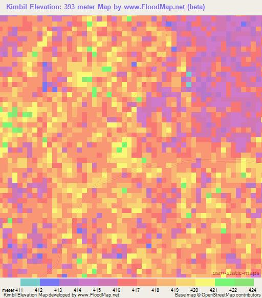 Kimbil,Chad Elevation Map