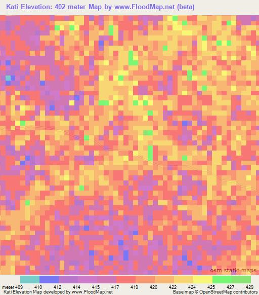 Kati,Chad Elevation Map