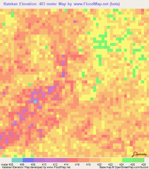 Katekan,Chad Elevation Map