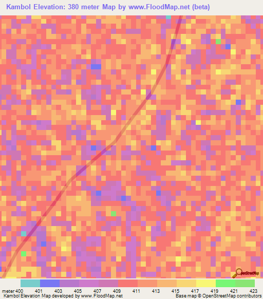 Kambol,Chad Elevation Map