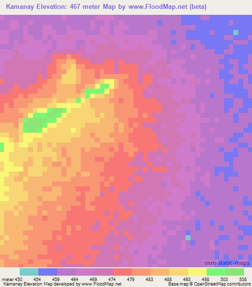 Kamanay,Chad Elevation Map