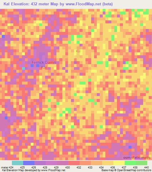 Kal,Chad Elevation Map