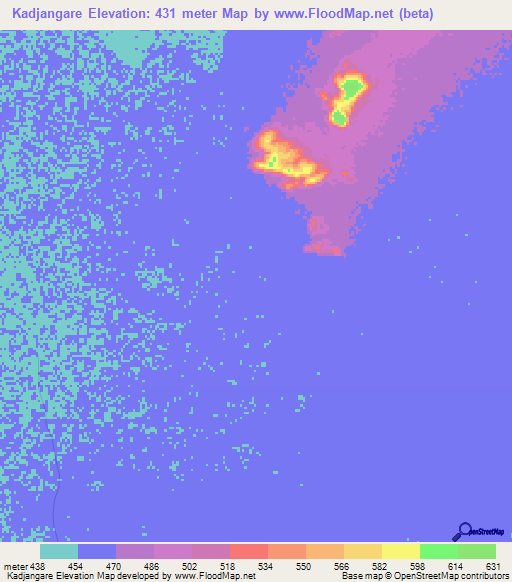Kadjangare,Chad Elevation Map