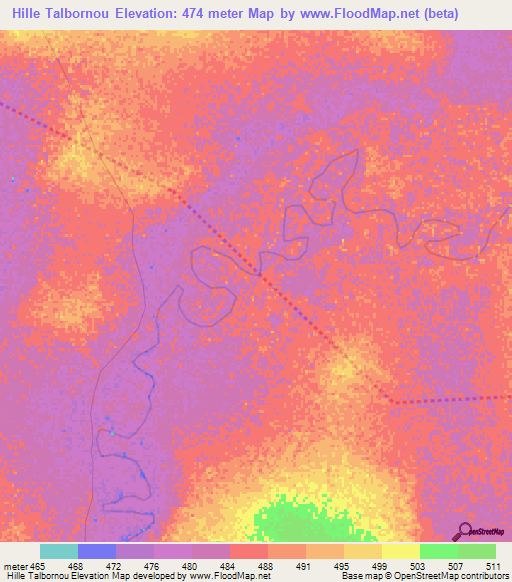 Hille Talbornou,Chad Elevation Map