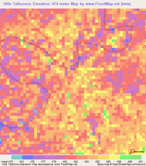 Hille Talbornou,Chad Elevation Map