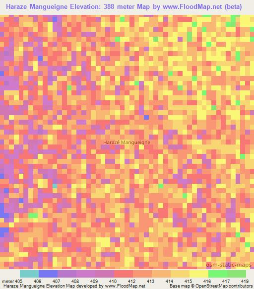 Haraze Mangueigne,Chad Elevation Map