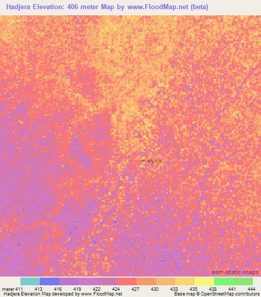 Hadjera,Chad Elevation Map