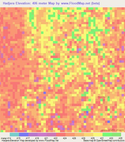Hadjera,Chad Elevation Map