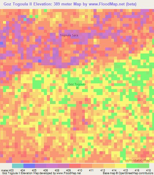 Goz Togoula II,Chad Elevation Map