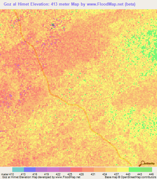 Goz al Himet,Chad Elevation Map