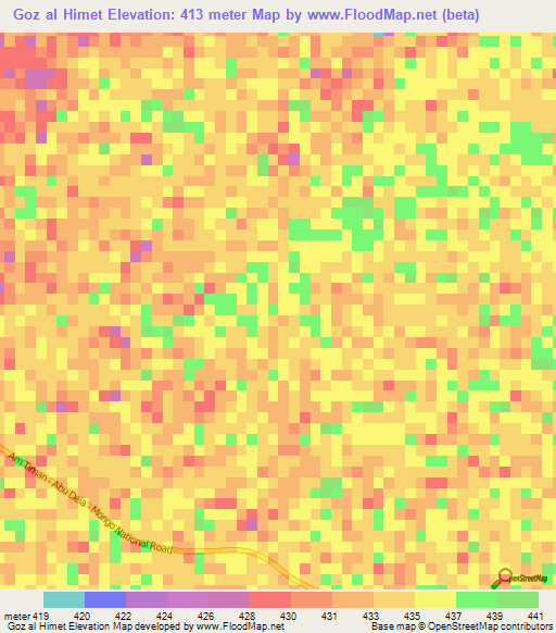 Goz al Himet,Chad Elevation Map