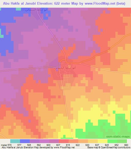 Abu Hakfa al Janubi,Syria Elevation Map