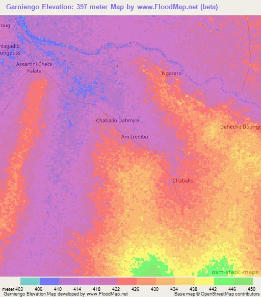Garniengo,Chad Elevation Map