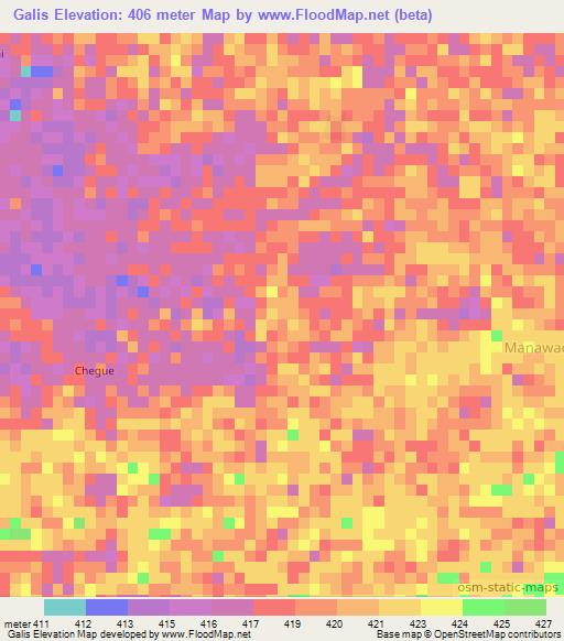 Galis,Chad Elevation Map