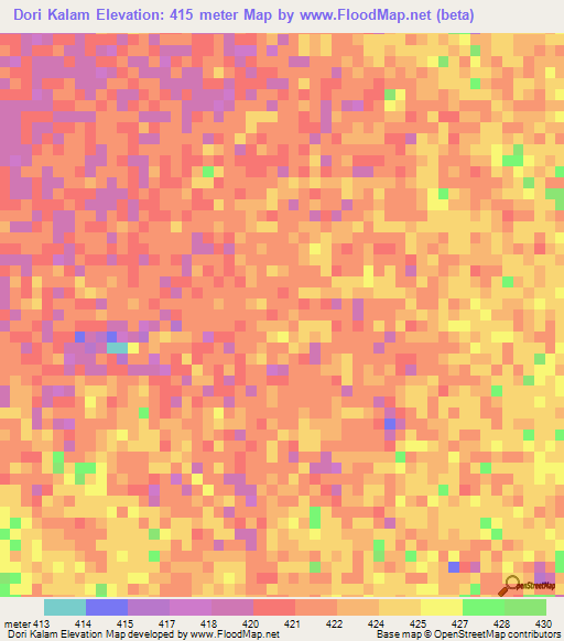 Dori Kalam,Chad Elevation Map