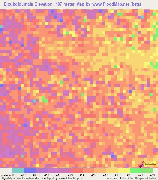 Djoubdjoumala,Chad Elevation Map