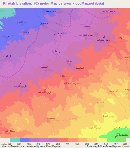 Khattab,Syria Elevation Map