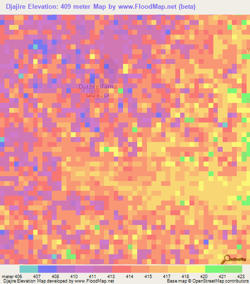 Djajire,Chad Elevation Map