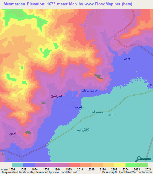 Meymardan,Iran Elevation Map