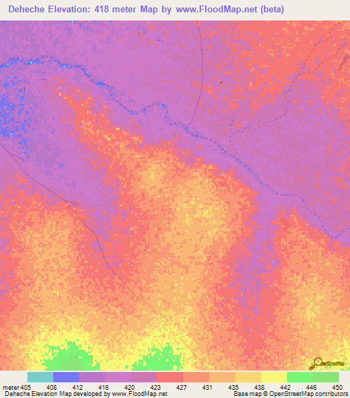 Deheche,Chad Elevation Map