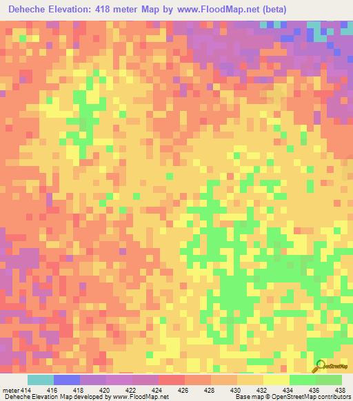 Deheche,Chad Elevation Map