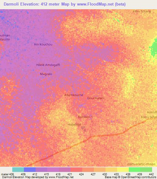 Darmoli,Chad Elevation Map