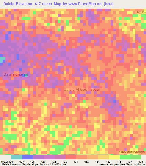 Dalala,Chad Elevation Map