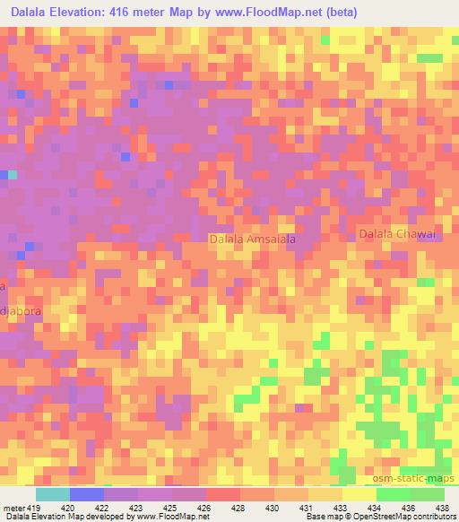 Dalala,Chad Elevation Map