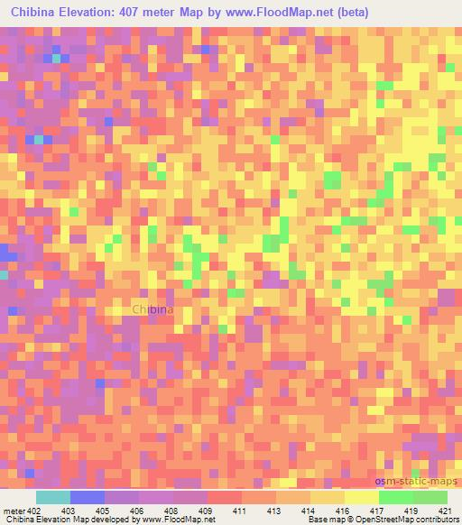 Chibina,Chad Elevation Map