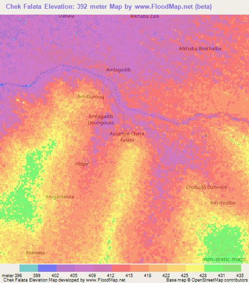 Chek Falata,Chad Elevation Map