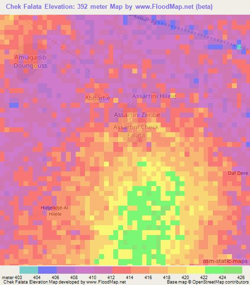 Chek Falata,Chad Elevation Map