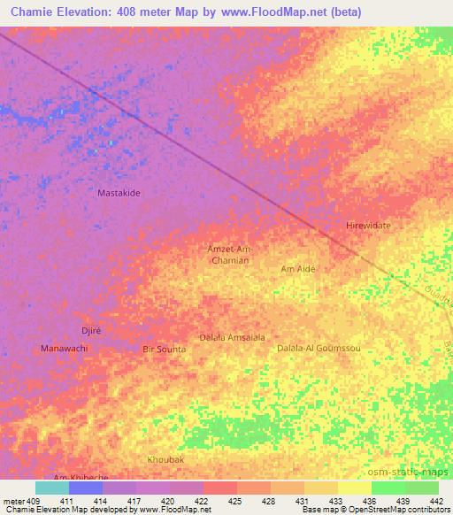 Chamie,Chad Elevation Map
